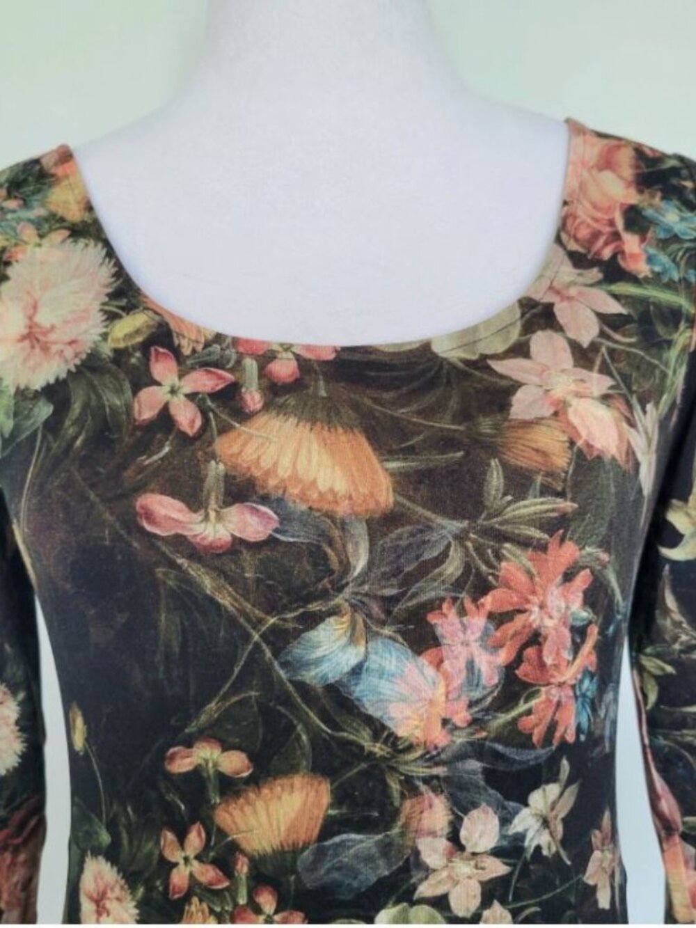 NWT PERUVIAN CONNECTION $389 Still Life Dress Scoop Neck 3/4 Sleeve Maxi Small - Picture 7 of 13